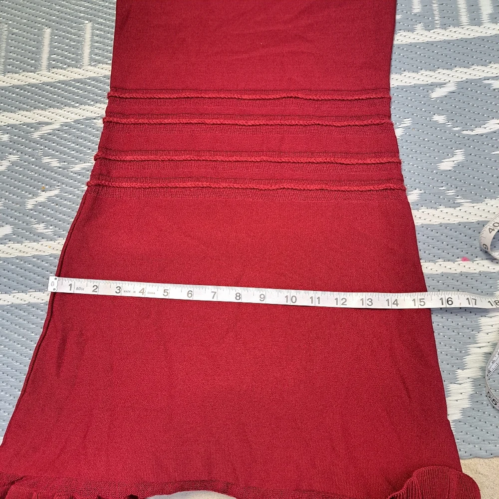 For Love And Lemons Burgundy Sheer-Stripe Ruffle Mini Dress - Picture 8 of 10